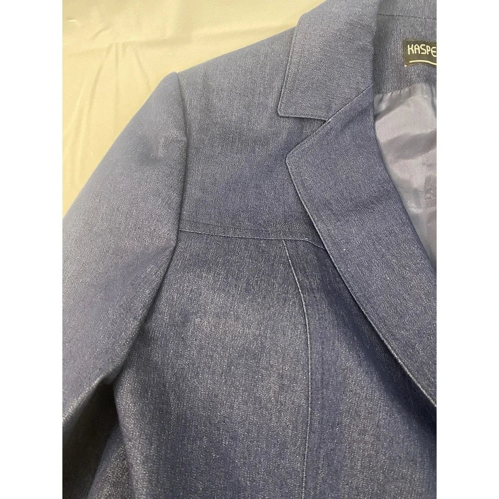 NWT Kasper & Co ASL Blue Blazer‎ Suit Jacket Size 8 One Button  Long Line